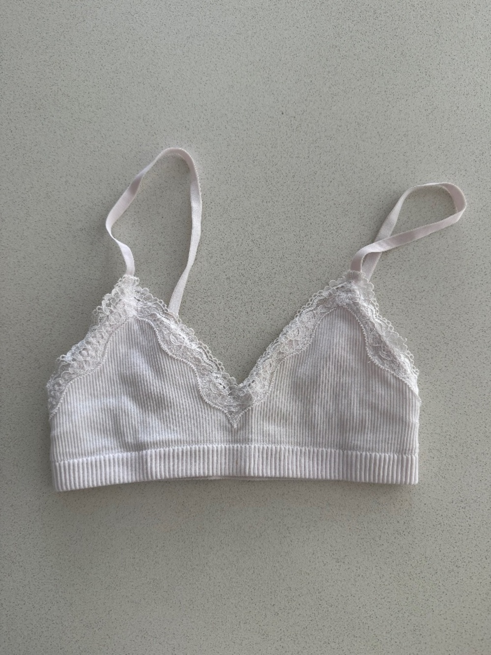 Light Pink Ribbed Lace Trim Bralette Size Small Soft Stretch Brami